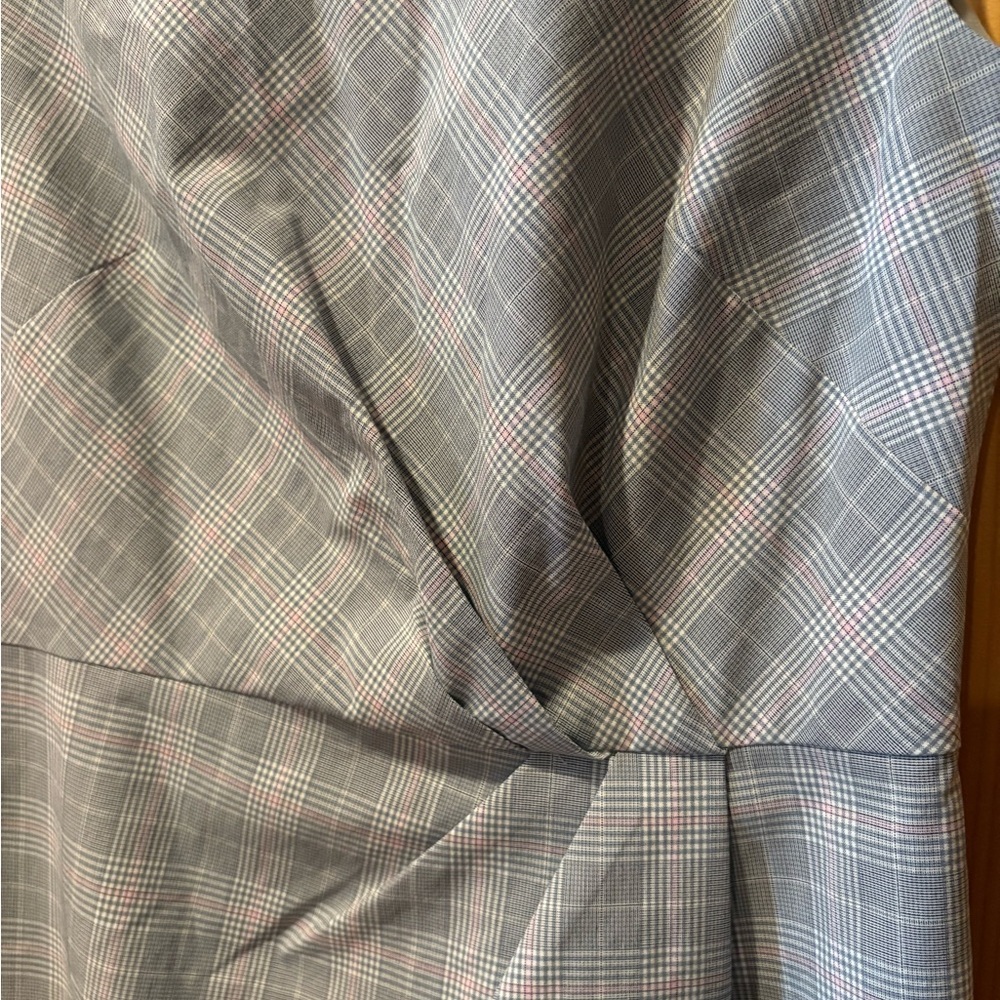 Ann Taylor Glen Plaid Ruched sleeveless Sheath Dress women’s size 4 grey/pink - Picture 3 of 9